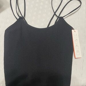 Colsie Black Ribbed Scoop Neck Camisole